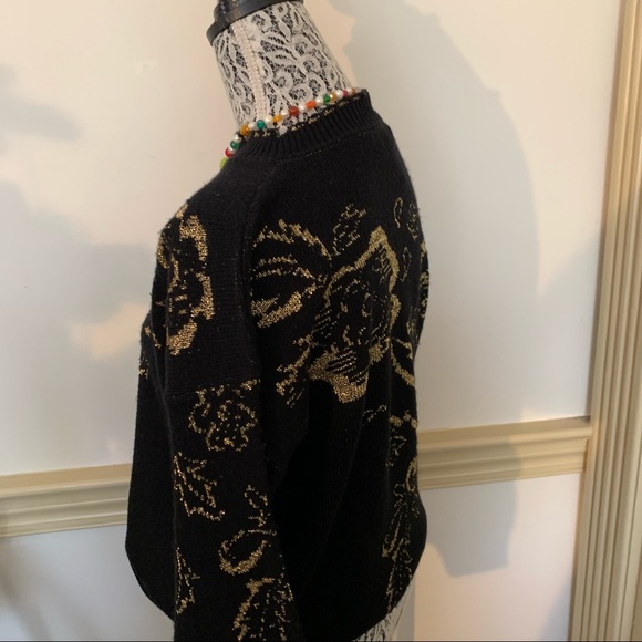 Vintage Black + Gold Crewneck Sweater SZ XL - Picture 6 of 12
